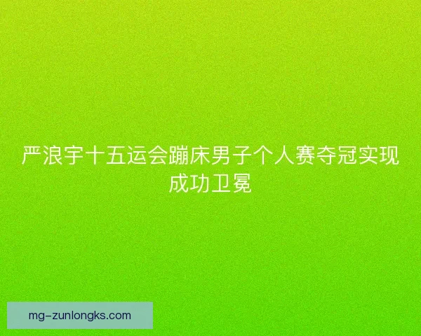 严浪宇十五运会蹦床男子个人赛夺冠实现成功卫冕